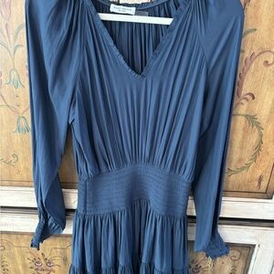 Ramy Brook Slate Blue V-Neck Long Sleeve Tiered Dress